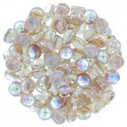 Czech 2-hole Cabochon beads 6mm Crystal Lemon Rainbow